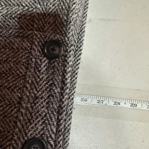 Vintage 90s Mackintosh Womens Chevron Wool Double Breasted Blazer Gray‎ Medium - Picture 10 of 11